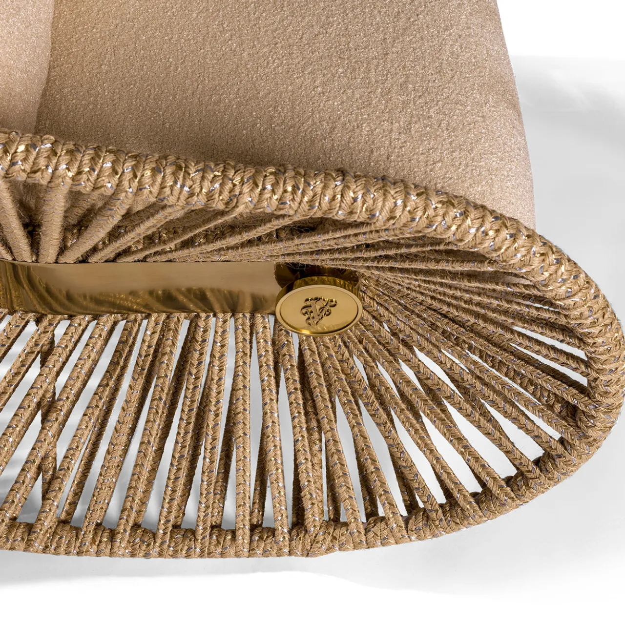 Visionnaire Outdoor Armchairs<Stankar Beige Fabric And Hempen Rope Outdoor Rocking Armchair