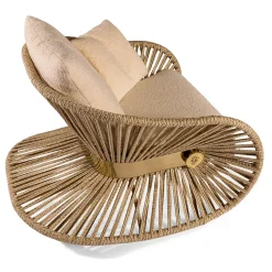 Visionnaire Outdoor Armchairs<Stankar Beige Fabric And Hempen Rope Outdoor Rocking Armchair