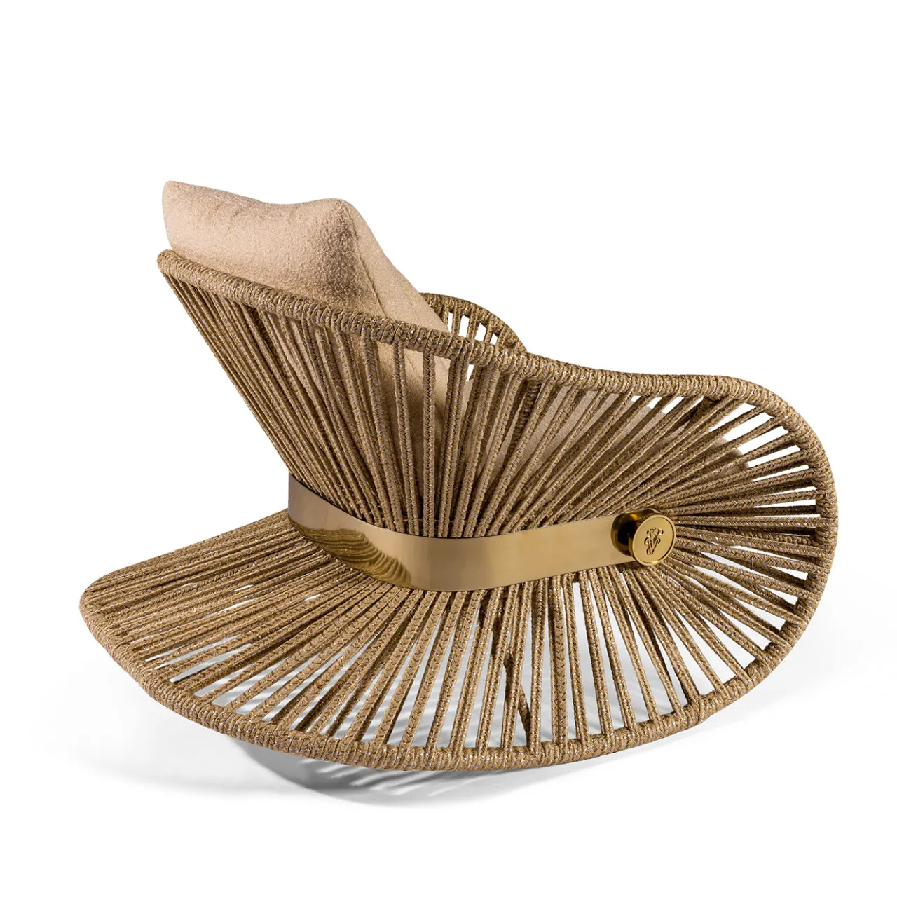 Visionnaire Outdoor Armchairs<Stankar Beige Fabric And Hempen Rope Outdoor Rocking Armchair