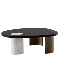 Morica Design Coffee Tables<Stone Carrara Marble and Curved Wooden Brackets Coffee Table