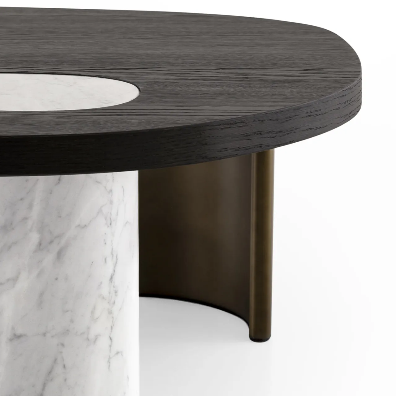 Morica Design Coffee Tables<Stone Carrara Marble and Curved Wooden Brackets Coffee Table