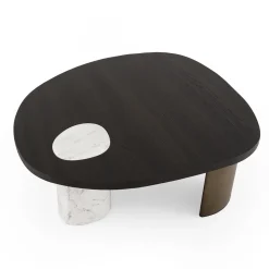 Morica Design Coffee Tables<Stone Carrara Marble and Curved Wooden Brackets Coffee Table