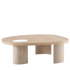 Morica Design Coffee Tables<Stone Natural Oak Oval Coffee Table with Turned Marble Base