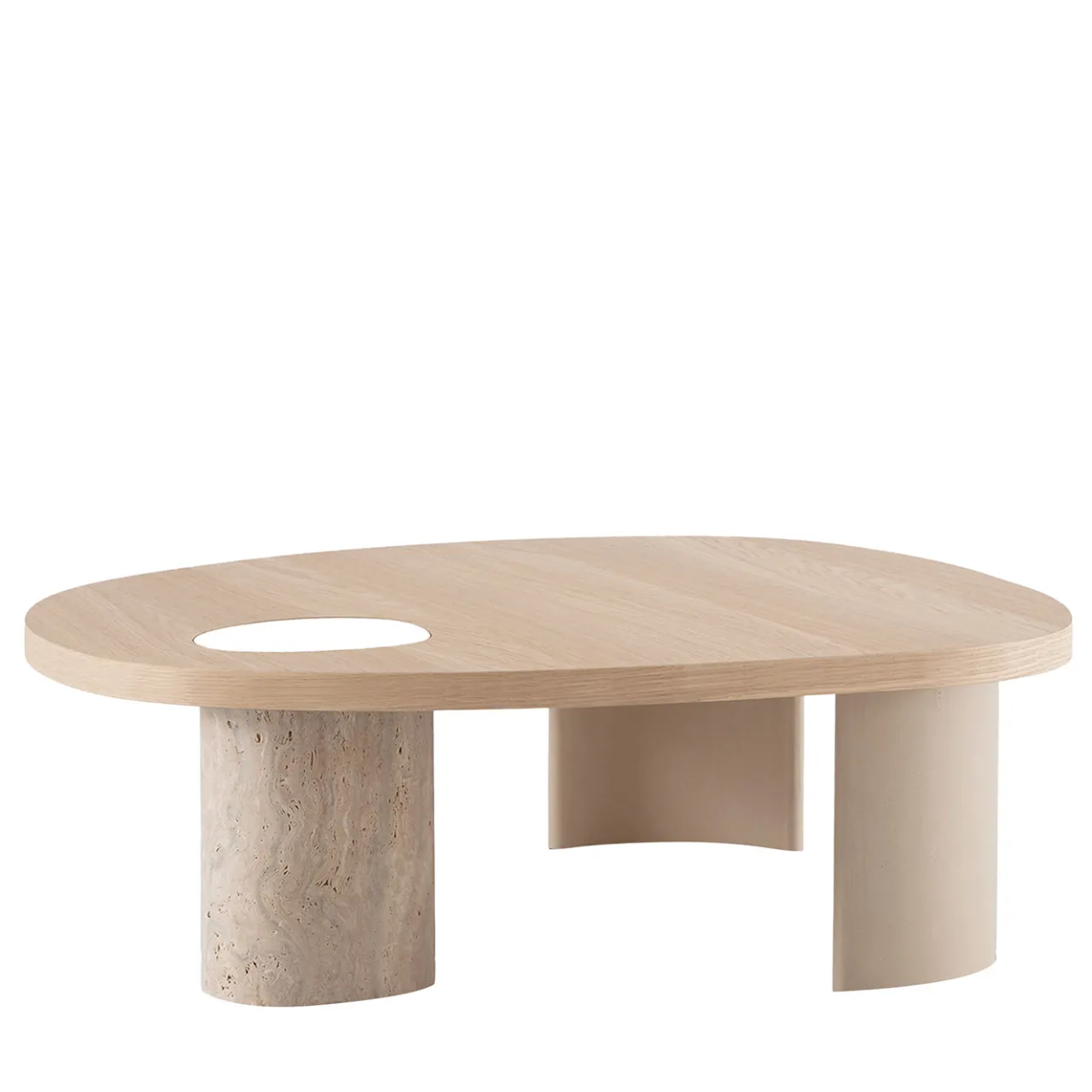 Morica Design Coffee Tables<Stone Natural Oak Oval Coffee Table with Turned Marble Base