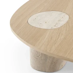 Morica Design Coffee Tables<Stone Natural Oak Oval Coffee Table with Turned Marble Base