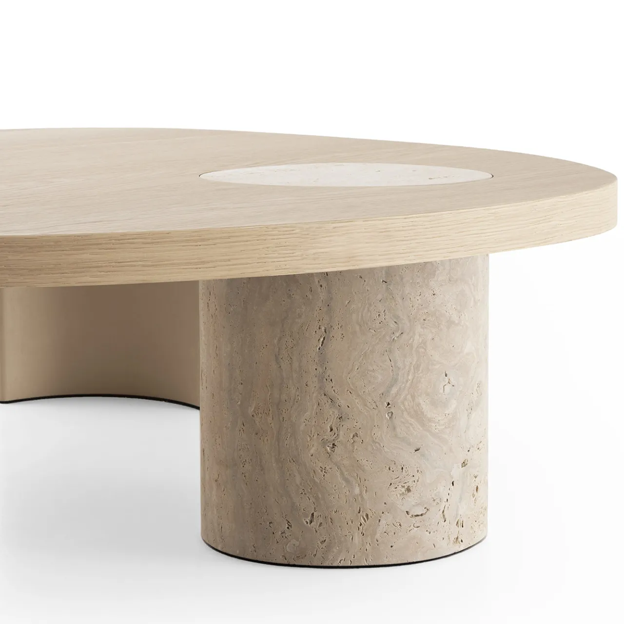 Morica Design Coffee Tables<Stone Natural Oak Oval Coffee Table with Turned Marble Base