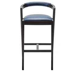 Livoni 1895 Bar Stools<String Black Barstool with Cobalt Leather Seat by CarlesiTonelli
