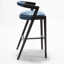 Livoni 1895 Bar Stools<String Black Barstool with Cobalt Leather Seat by CarlesiTonelli