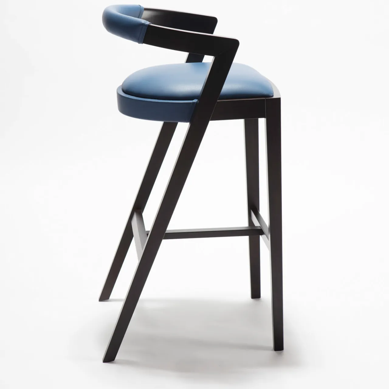 Livoni 1895 Bar Stools<String Black Barstool with Cobalt Leather Seat by CarlesiTonelli
