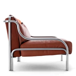 Exteta Outdoor Armchairs<Stringa 1963 Brown Leather & Steel Armchair by Gae Aulenti