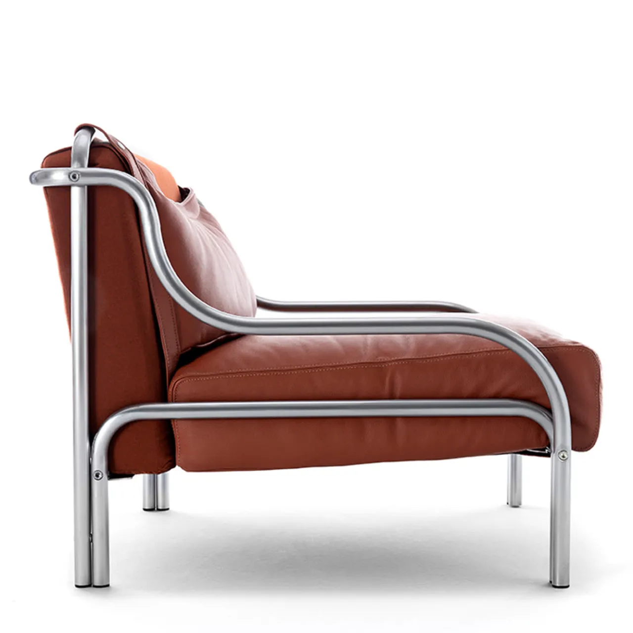 Exteta Outdoor Armchairs<Stringa 1963 Brown Leather & Steel Armchair by Gae Aulenti