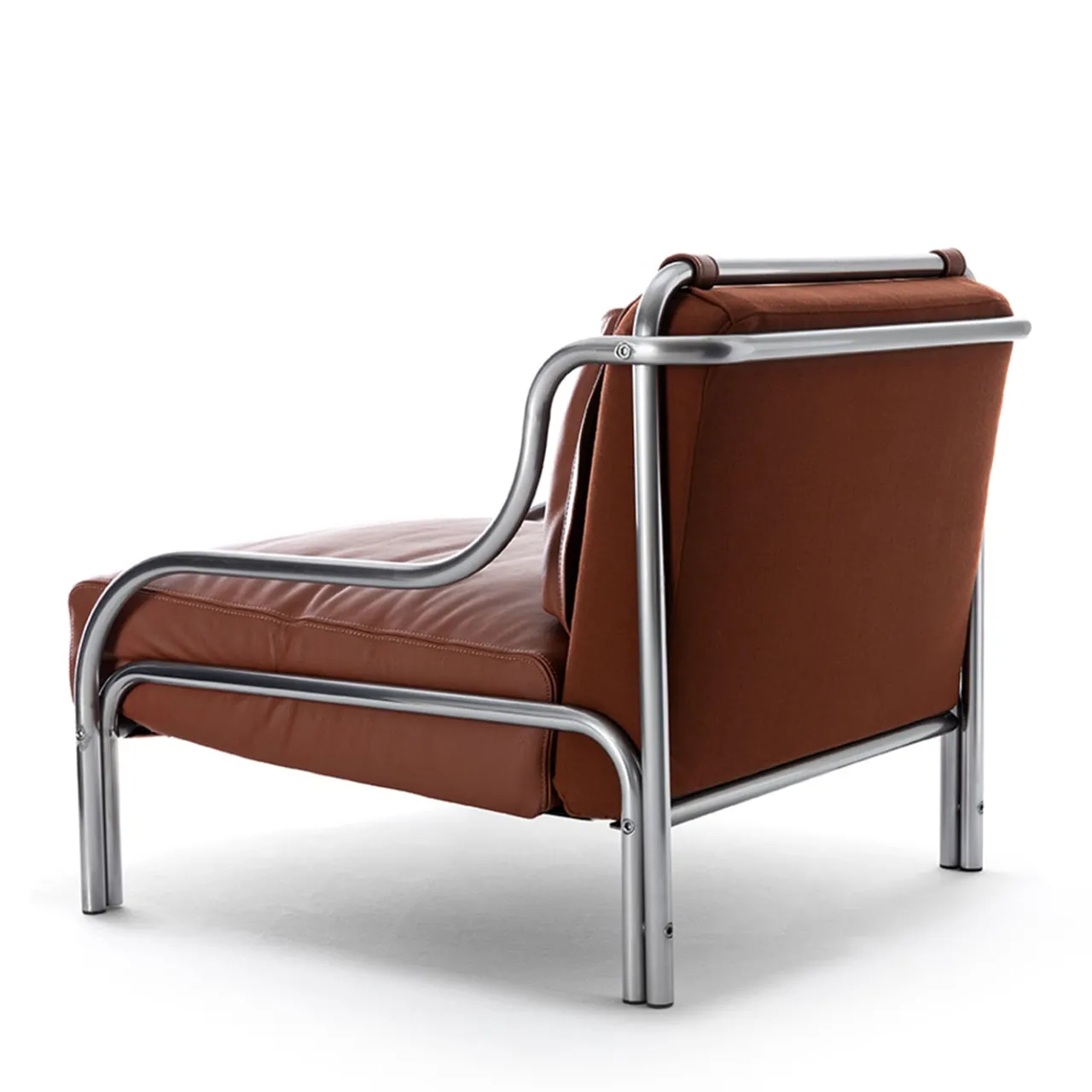 Exteta Outdoor Armchairs<Stringa 1963 Brown Leather & Steel Armchair by Gae Aulenti