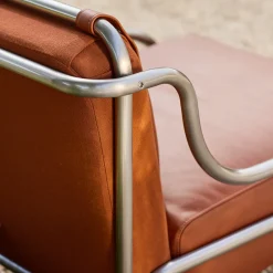 Exteta Outdoor Armchairs<Stringa 1963 Brown Leather & Steel Armchair by Gae Aulenti