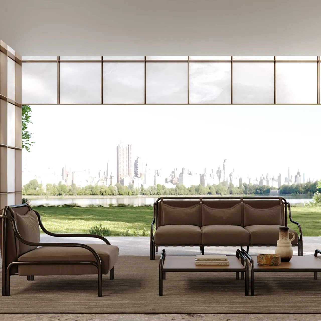 Exteta Outdoor Coffee Tables<Stringa Mahogany & Stainless Steel Coffee Table by Gae Aulenti