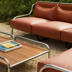 Exteta Outdoor Coffee Tables<Stringa Mahogany & Stainless Steel Coffee Table by Gae Aulenti