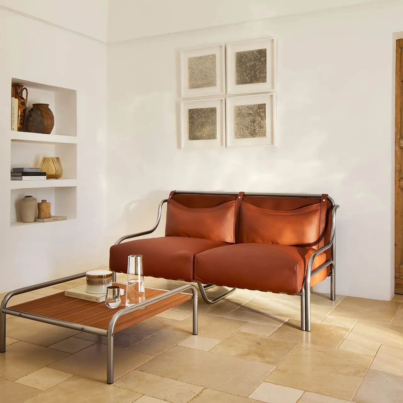 Exteta Outdoor Coffee Tables<Stringa Mahogany & Stainless Steel Coffee Table by Gae Aulenti
