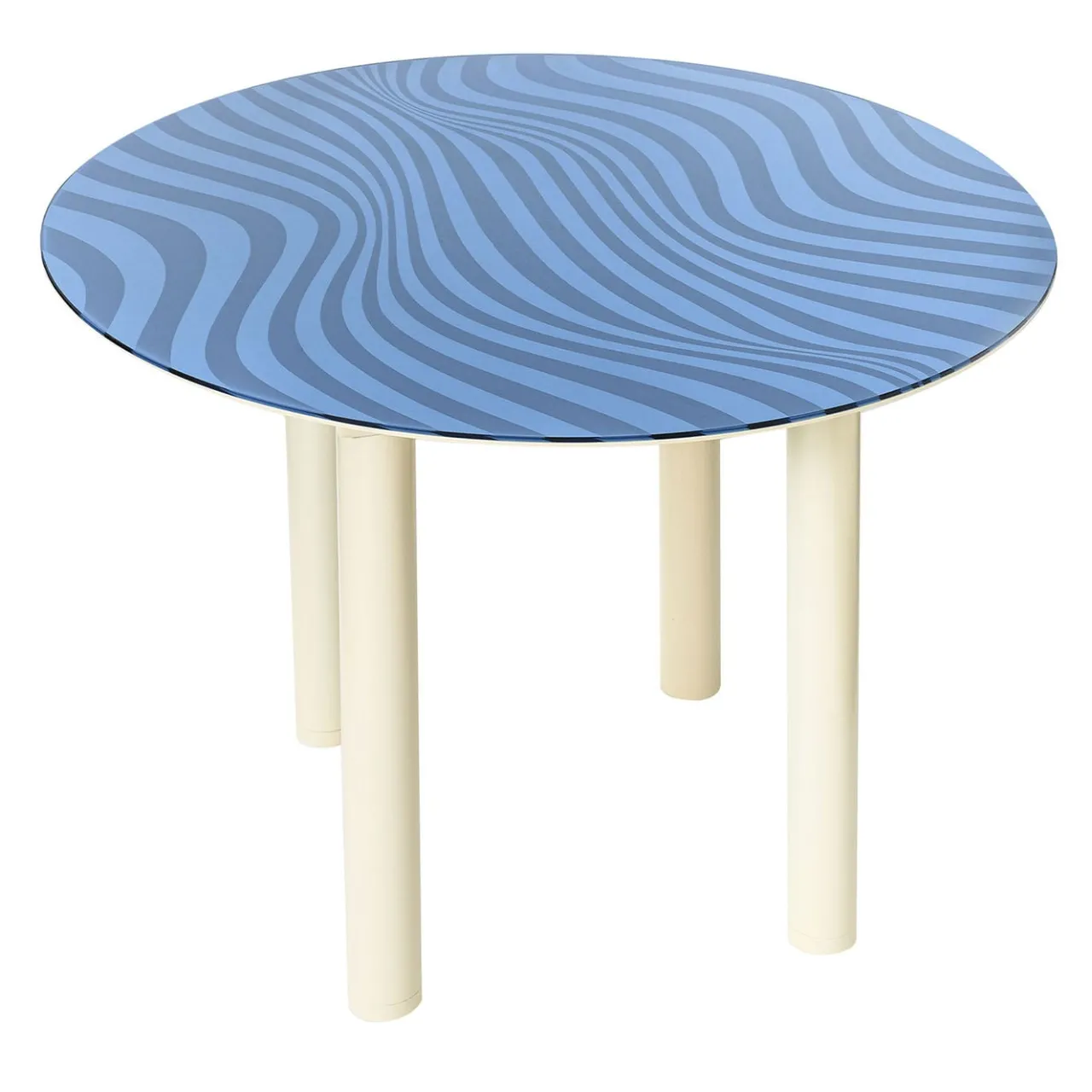 Giogio Barbi Dining Tables<Stripes Optical Round Blue Glass Dining Table
