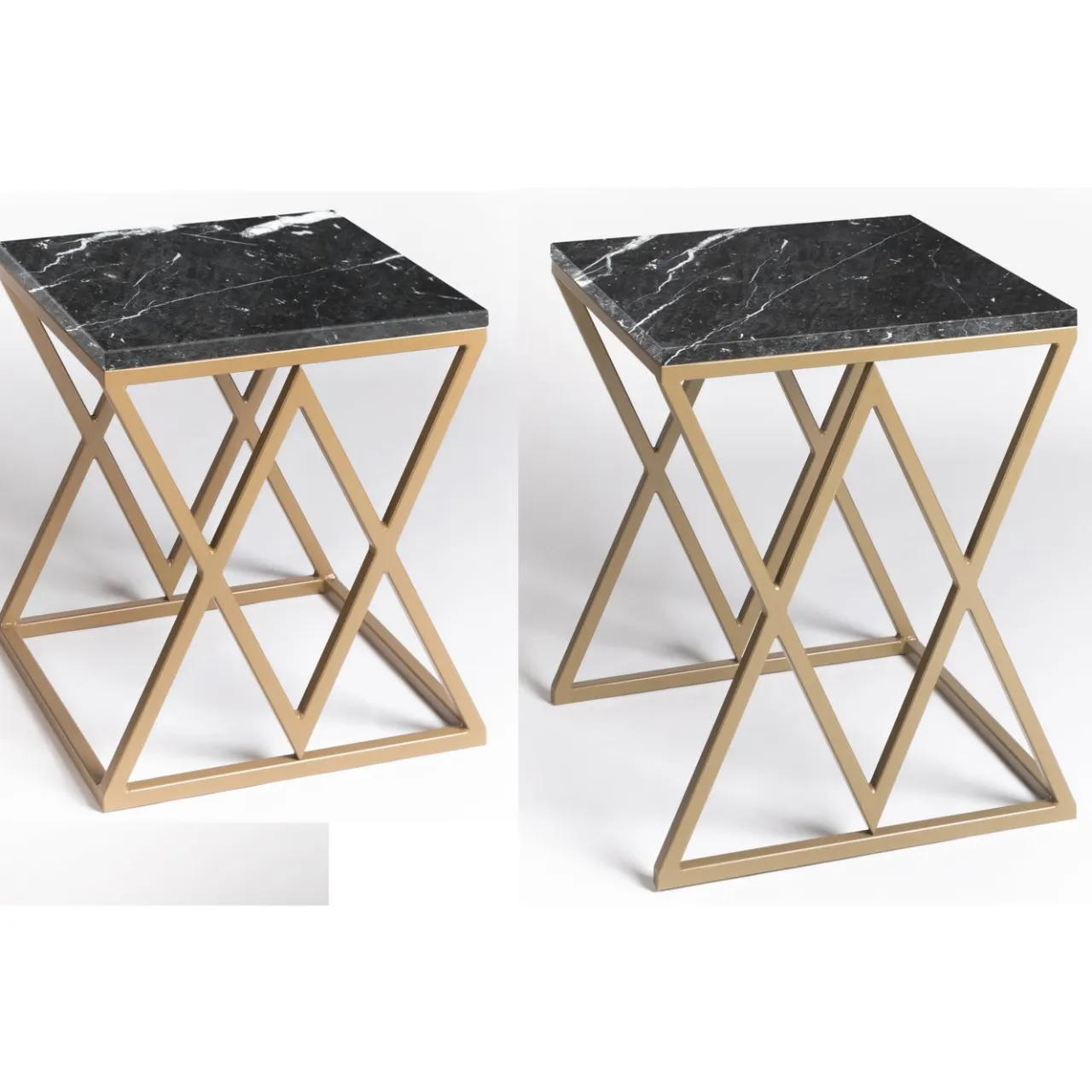 La Sartoria del Marmo by Lombardi Marmi Nesting Tables<Stromboli and Vulcano Black Marquinia Set of 2 Coffee Tables