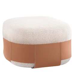 Morica Design Ottomans & Poufs<SUMO Beige Bouclé Pouf with Leather Pocket