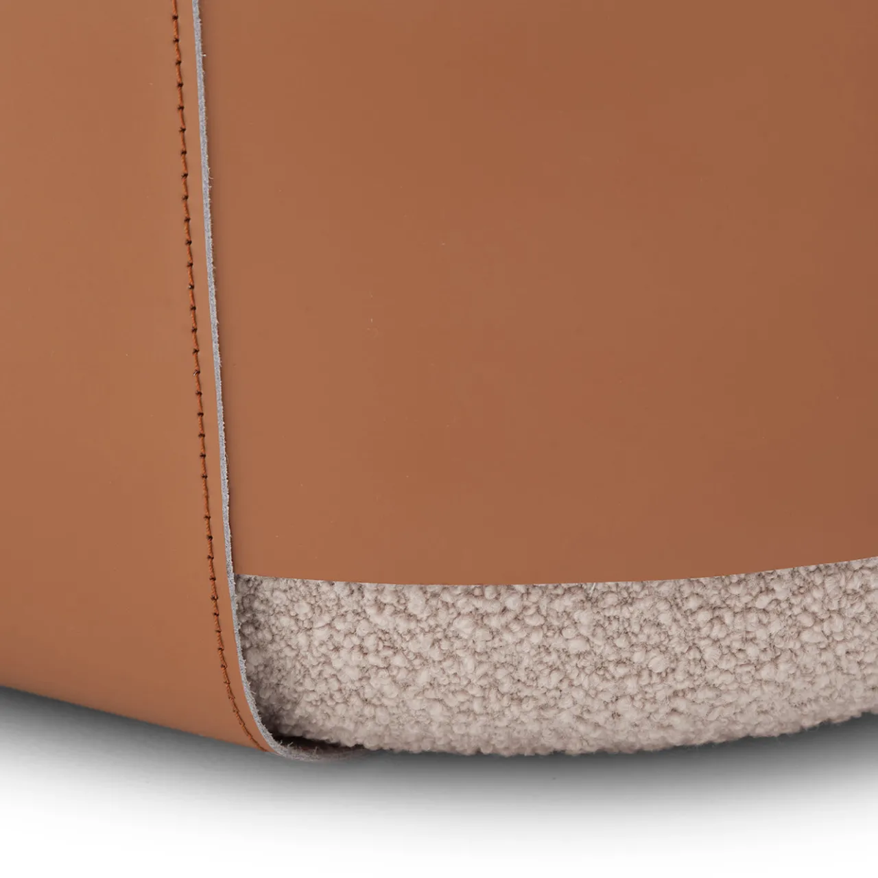 Morica Design Ottomans & Poufs<SUMO Beige Bouclé Pouf with Leather Pocket