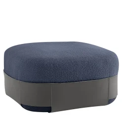 Morica Design Ottomans & Poufs<SUMO Blue Bouclé Pouf with Leather Pocket