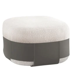 Morica Design Ottomans & Poufs<SUMO Gray Bouclé Pouf with Leather Pocket #2