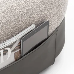 Morica Design Ottomans & Poufs<SUMO Gray Bouclé Pouf with Leather Pocket #2