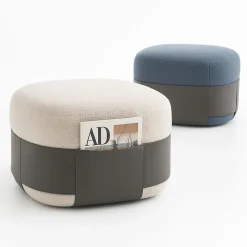 Morica Design Ottomans & Poufs<SUMO Gray Bouclé Pouf with Leather Pocket #2