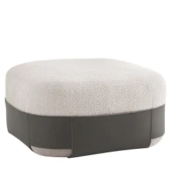 Morica Design Ottomans & Poufs<SUMO Gray Bouclé Pouf with Leather Pocket #1