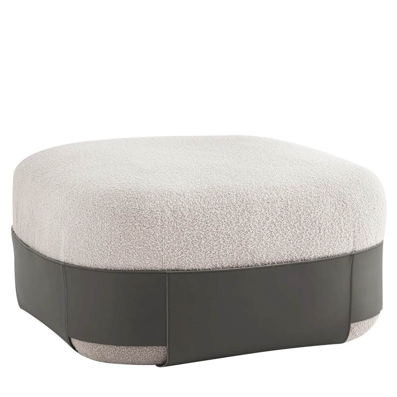 Morica Design Ottomans & Poufs<SUMO Gray Bouclé Pouf with Leather Pocket #1