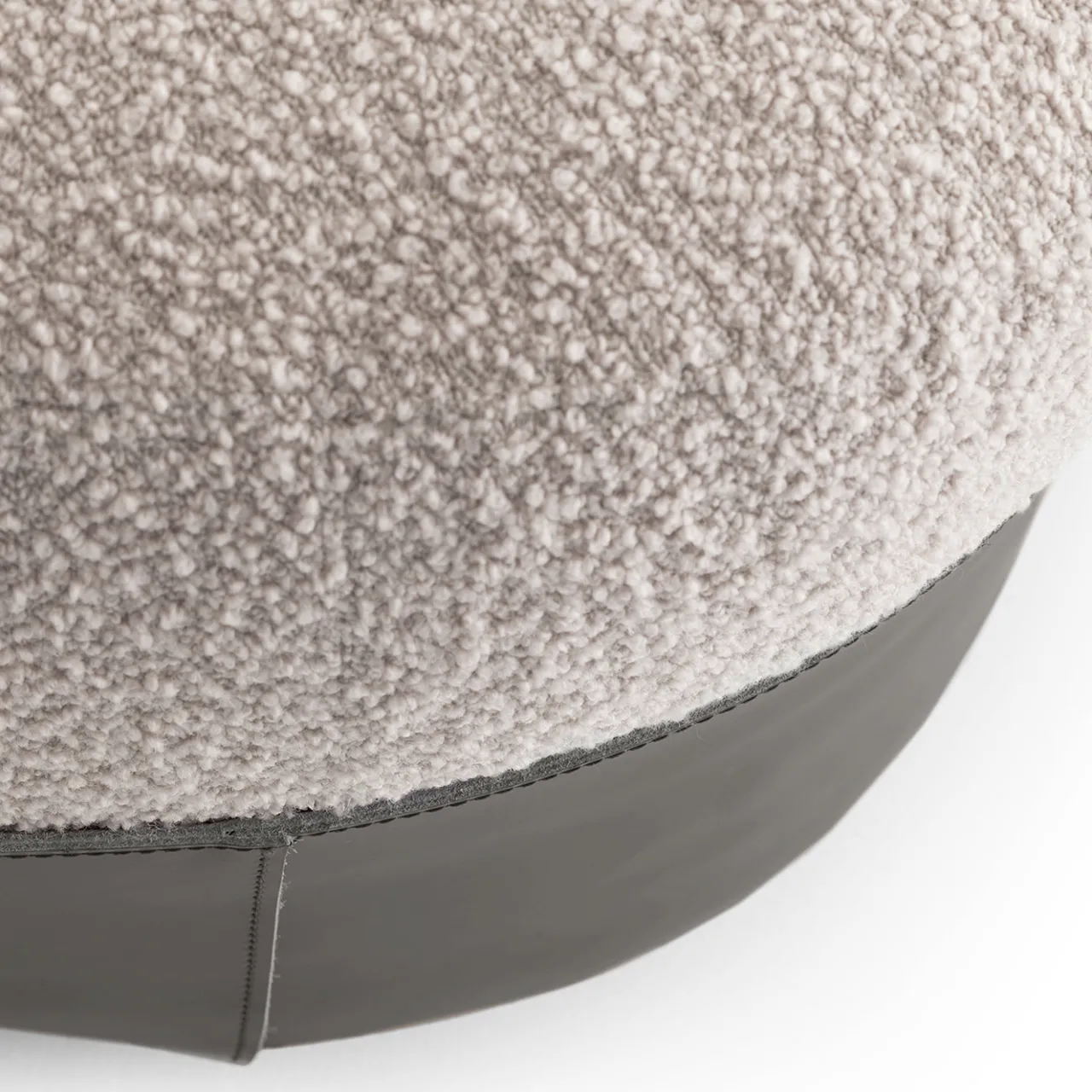 Morica Design Ottomans & Poufs<SUMO Gray Bouclé Pouf with Leather Pocket #1