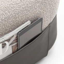 Morica Design Ottomans & Poufs<SUMO Gray Bouclé Pouf with Leather Pocket #1