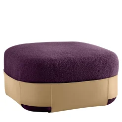 Morica Design Ottomans & Poufs<Sumo Purple Bouclé Pouf with Leather Pocket