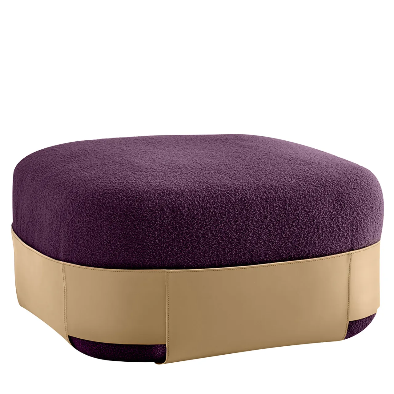 Morica Design Ottomans & Poufs<Sumo Purple Bouclé Pouf with Leather Pocket