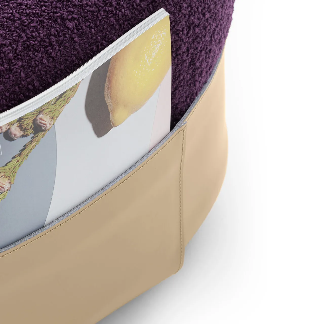Morica Design Ottomans & Poufs<Sumo Purple Bouclé Pouf with Leather Pocket