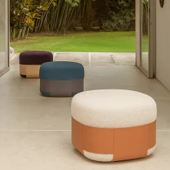 Morica Design Ottomans & Poufs<Sumo Purple Bouclé Pouf with Leather Pocket