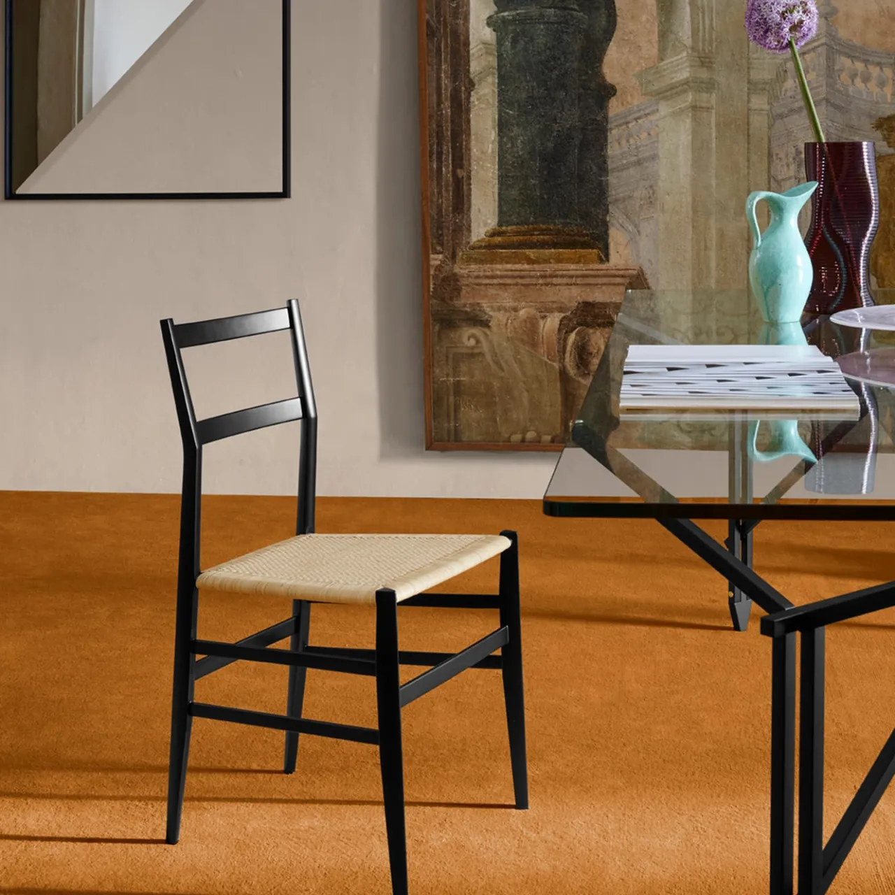 Cassina Chairs<Superleggera by Gio Ponti - Black Ashwood & India Cane Seat