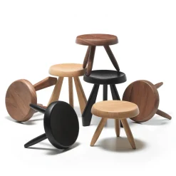 Cassina Stools<Tabouret Méribel by Charlotte Perriand - Black Oak