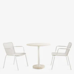 Veltha Outdoor Stone Design Outdoor Dining Tables<Tamia round beige Travertine outdoor bistro table
