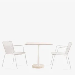Veltha Outdoor Stone Design Outdoor Dining Tables<Tamia square beige Travertine outdoor bistro table