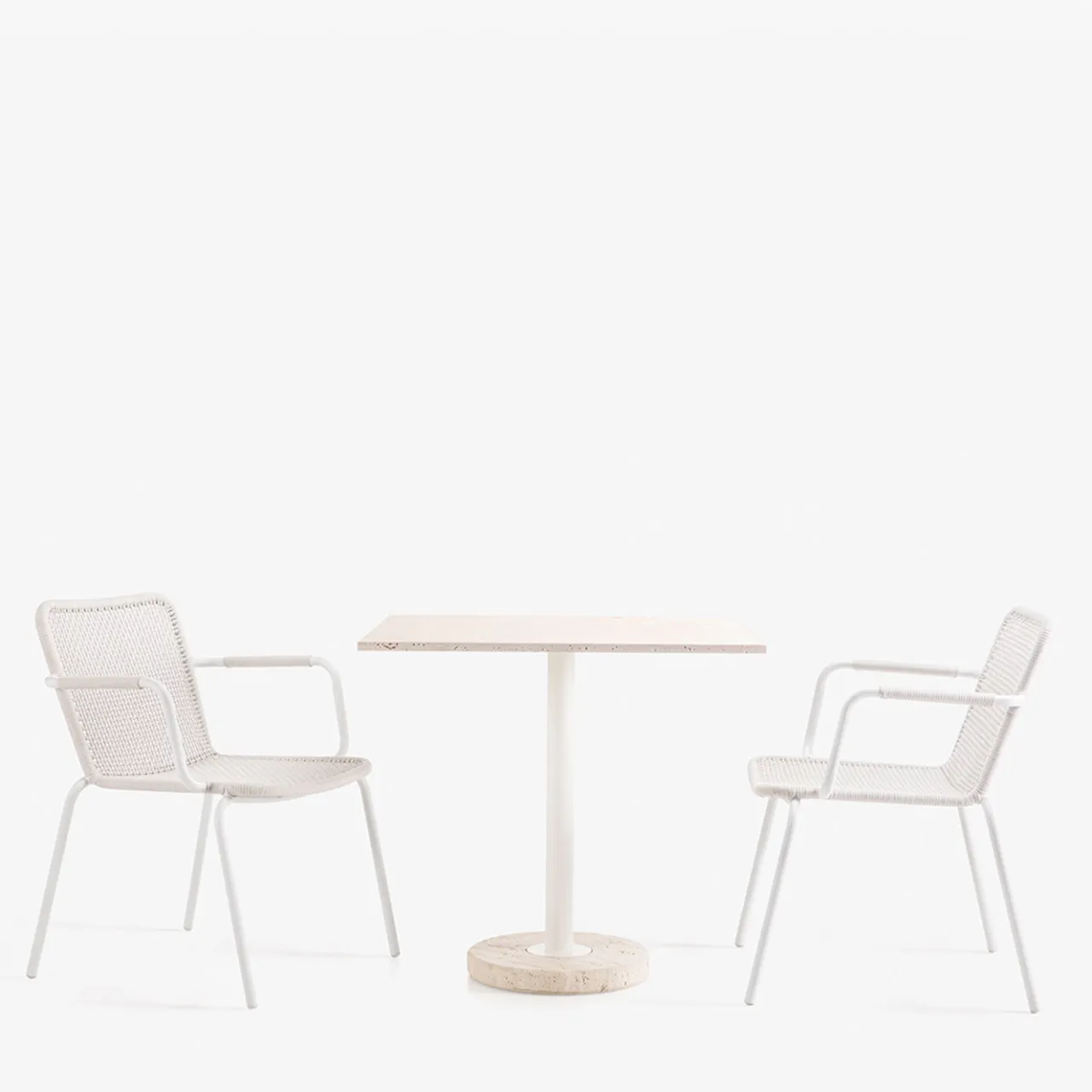 Veltha Outdoor Stone Design Outdoor Dining Tables<Tamia square beige Travertine outdoor bistro table