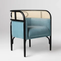Gebrüder Thonet Vienna GmbH (GTV) – Wiener GTV Design Armchairs<Targa Petit Light blue velvet Armchair