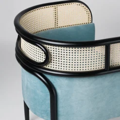 Gebrüder Thonet Vienna GmbH (GTV) – Wiener GTV Design Armchairs<Targa Petit Light blue velvet Armchair