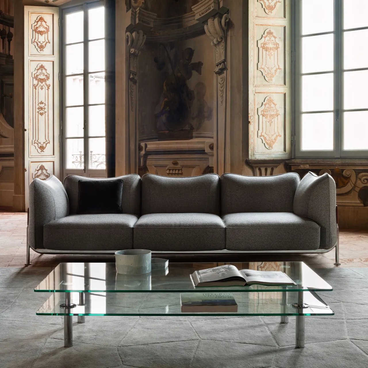 Ghidini 1961 Sofas<Tasca 3-Seater Gray Fabric Sofa