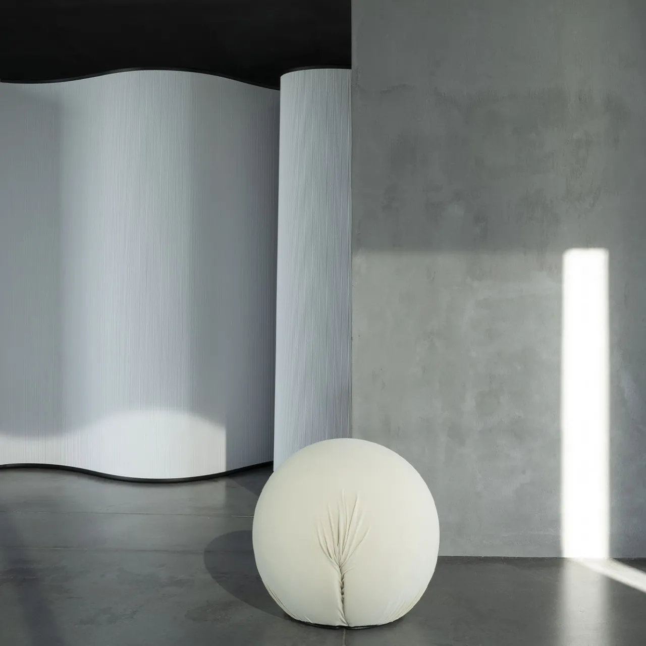Baleri Italia Ottomans & Poufs<Tatino White Pouf in Technical Fabric