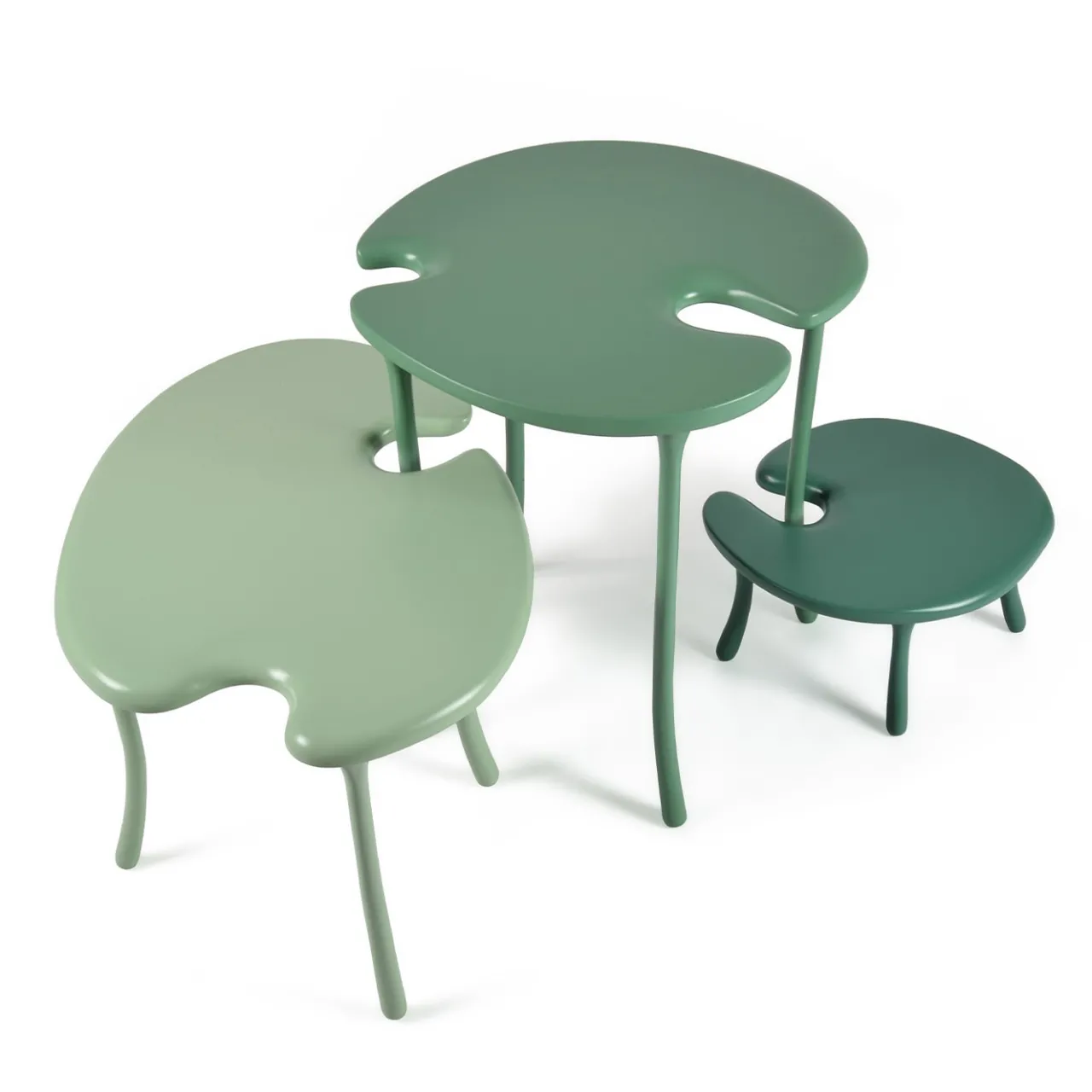 Orografie Nesting Tables<Tavo B2 Modular Set of 3 Green Coffee Tables
