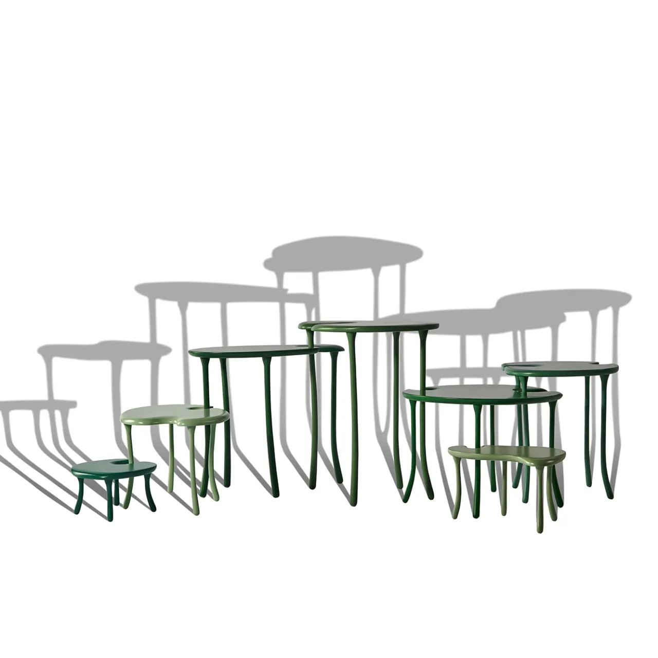 Orografie Nesting Tables<Tavo B 7-Piece Green Modular Set of Tables Limited Edition by Giuliano-Fukuda