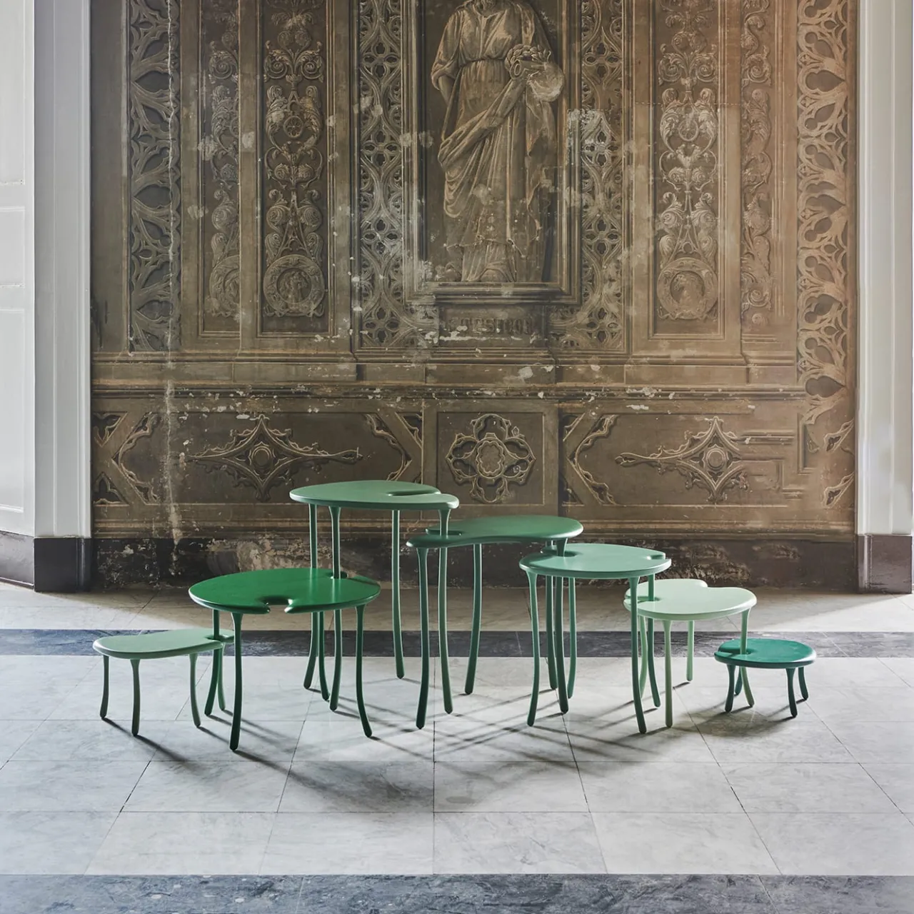 Orografie Nesting Tables<Tavo B 7-Piece Green Modular Set of Tables Limited Edition by Giuliano-Fukuda