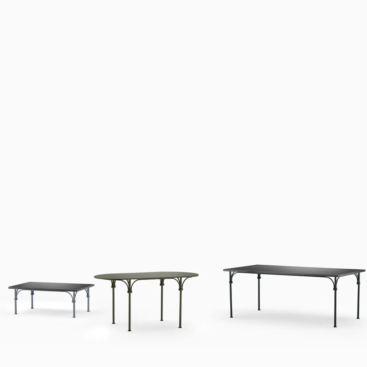 Dante Negro Outdoor Dining Tables<Tavolario Wrought Iron Green Oval Table
