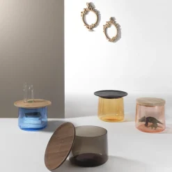 Durame Side Tables<Tea Amber/Stained Oak Side Table